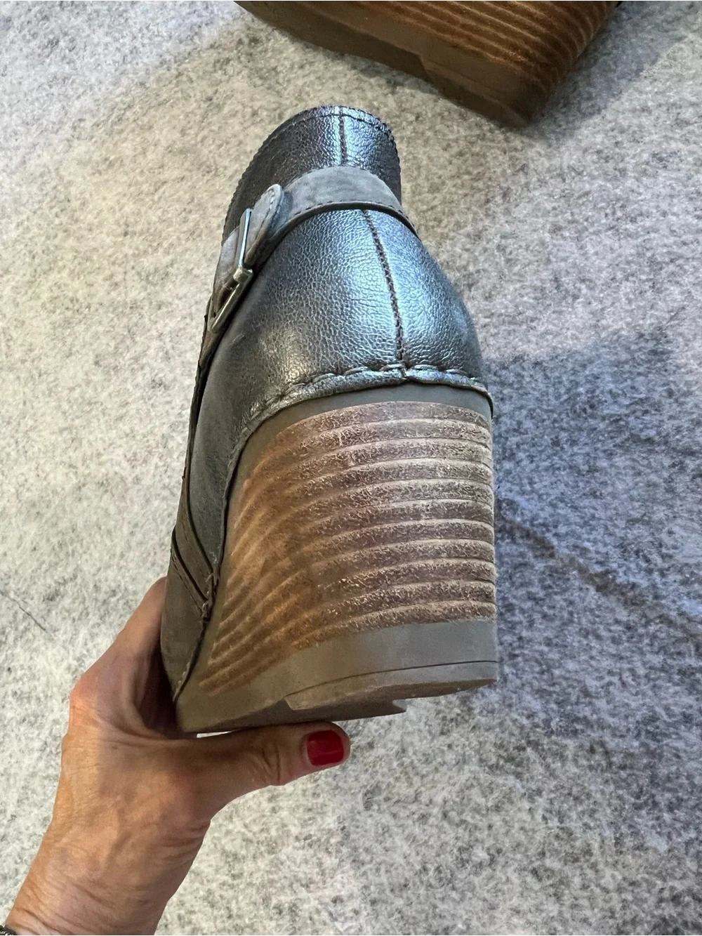 Dansko Gray Wedge Ankle Booties with Buckle